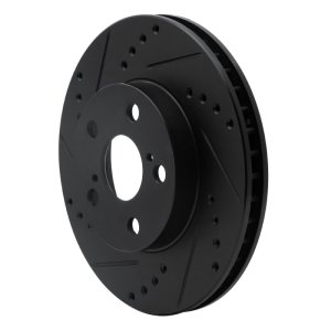 Toyota Celica Brake Rotor (1) - Front Left - R1 Concepts - Drilled & Slotted - Black - `94-`00